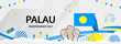 © Naufal Milan Design - Palau Independence Day modern greeting banner. 1 October Happy National Day. Festive horizontal template background with flag colors, great for carnival poster, tourism campaign, holiday flash sale