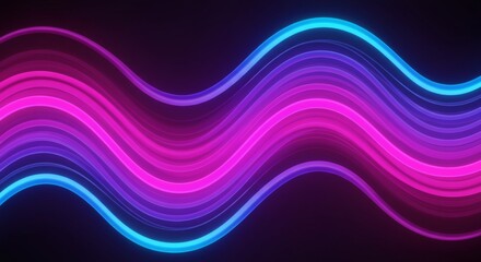 Aufkleber - Abstract Neon Wavy Lines in Vibrant Pink, Purple, and Blue Colors