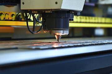 Poster - Close-up view of a modern CNC machine in action Generative AI