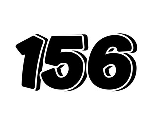 Poster - Stylized black number 156 on transparent background, with a bold, 3D appearance and shadow effects for added depth and dimension.