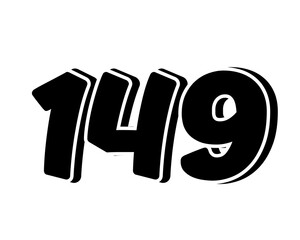 Poster - Stylized black number 149 on transparent background, with a bold, 3D appearance and shadow effects for added depth and dimension.