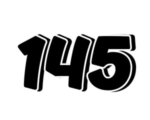 Poster - Stylized black number 145 on transparent background, with a bold, 3D appearance and shadow effects for added depth and dimension.