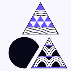 Poster - Vector Abstract composition featuring two triangles and circle, showcasing geometric patterns and contrasting colors, Copy space