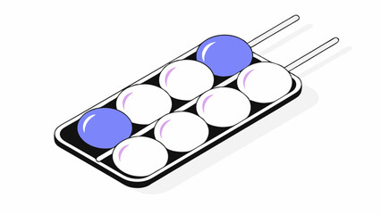 Poster - Vector tray of skewered balls in blue and white colors, showcasing playful and artistic design, Copy space