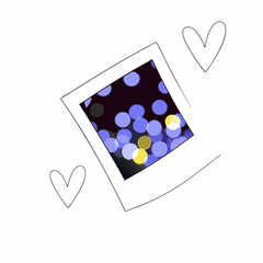 Poster - Vector photo featuring blurred blue and gold lights, surrounded by heart shapes, evoking sense, Copy space