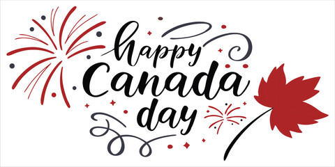 Poster - Festive Canada Day Vector Celebrate with bright fireworks and striking maple leaf. Perfect for invitations, posters, and online promotions.