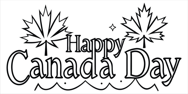 Festive Canada Day Vector Image Black and White Typography Design
