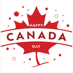 Poster - Cheerful Canada Day Card Design with Red Maple Leaves