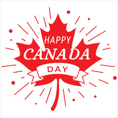 Poster - Maple Leaf & Fireworks Design Dynamic Canada Day illustration featuring patriotic elements. Ideal for event promotions and digital campaigns