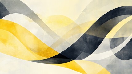 Aufkleber - Abstract Waves in Soft Yellow and Gray Color Palette for Design Projects