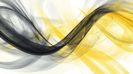 Aufkleber - Abstract Flow of Black and Yellow Waves in Smooth Patterns