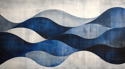 Poster - Abstract Blue Waves on Textured Background for Modern Artwork