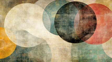 Poster - Abstract Geometric Composition with Circular Shapes and Textures