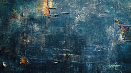 Poster - Dark Blue Abstract Textured Surface with Colorful Accents and Wear
