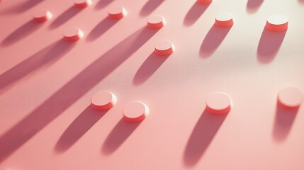 Aufkleber - Textured Surface with Circular Dots and Soft Shadow in Pink Color