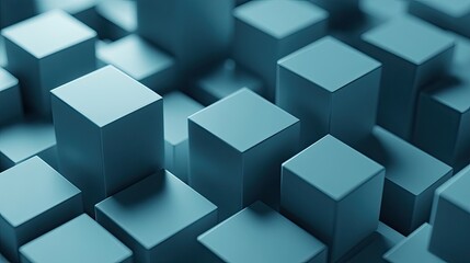 Aufkleber - Abstract Composition of Blue Cubes in a 3D Environment