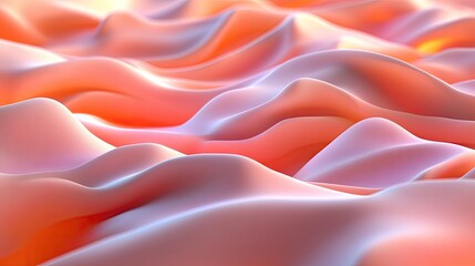Poster - Abstract Colorful Fluid Waves in Soft Pink and Orange Tones