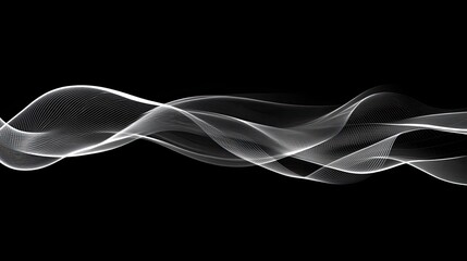 Poster - Abstract White Wave Patterns on Black Background for Creative Projects