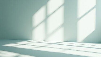 Poster - Soft Natural Light and Shadow Patterns on a Minimalist Interior Wall
