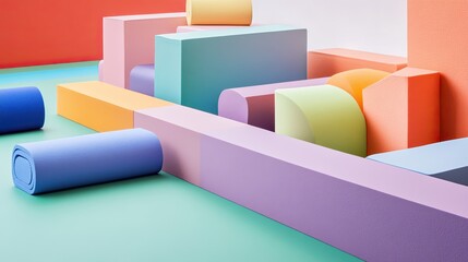 Aufkleber - Colorful Abstract Shapes and Blocks Useful for Creative Designs
