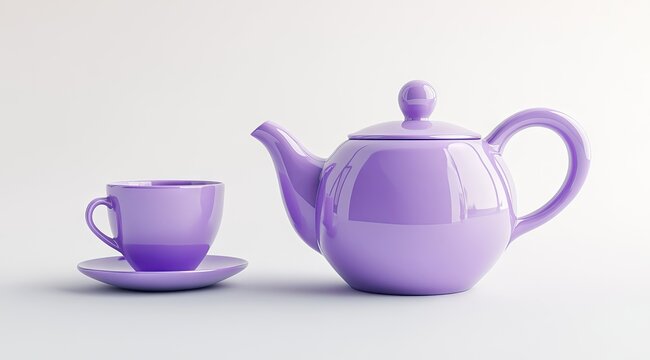 Lavender tea set on a plain background (1)