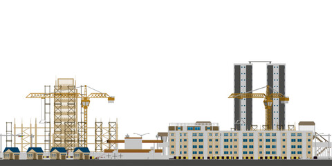Poster - A city skyline with a large building in the middle and a few smaller buildings on the right. The buildings are tall