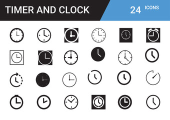 Poster - Time Icons: A collection of simple and elegant clock icons, each meticulously designed, showcasing the essence of time. 