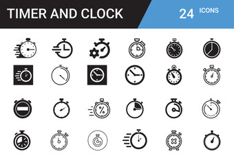 Poster - Timer and Clock Icon Set: A meticulously crafted icon set showcasing a variety of timer and clock designs.