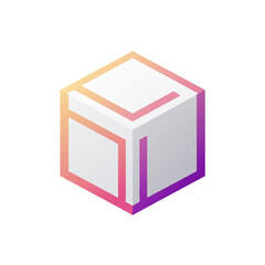 Poster - Isometric projection cube, gradient design emphasizing simplicity and a modern aesthetic for brand identity and technology applications