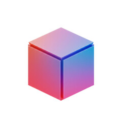 Poster - Abstract geometric cube with vibrant gradient, showcasing innovative design, isolated on white, ideal for modern graphics and presentations