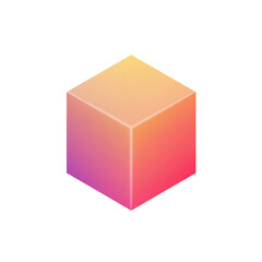 Poster - Gradient colored cube illustration showcasing a modern style element, perfect for tech graphics, abstract design and branding visual materials
