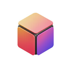 Poster - Modern 3D Cube with Gradient Surfaces on White Background, Symbolizing Innovation and Technological Advancement, Design Resource Element