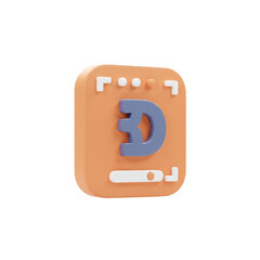 Poster - Abstract digital asset application interface displaying a stylized number 3, rendered in smooth matte shades on a clean white backdrop