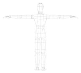 Poster - A man is drawn in black and white. The drawing is of a man with a stick in his hand. The stick is positioned in the air, and the man is standing with his arms outstretched