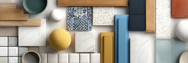 Aufkleber - Explore Diverse Building Material Samples With Modern Tile Designs and Textures for Your Online Shop