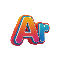 Poster - Vibrant 3D 'Ar' Monogram Isolated, Featuring a Dynamic Gradient and Bold Design ideal For a Brand Logo or Digital Design Projects
