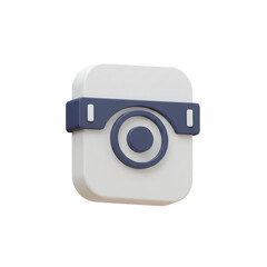 Poster - Minimalistic 3D Rendering of an Old-Fashioned Camera Icon Symbolizing Photography and Social Media in Modern Digital Age Communication