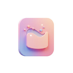 Poster - Pastel themed 3D icon illustration of a beauty mask in a rounded square frame, symbolizing skincare routine and cosmetic application with soft glow effect