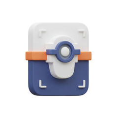 Poster - Whimsical 3D Rendering of a Cartoonish Character Inspired Design with Eye Detail and Fragmented Elements in White and Blue Tone