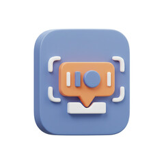 Poster - Stylized 3D message icon in soft blue tones signifying digital communication and interface for social media and application design purpose