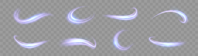 Aufkleber - Bright light swirls with purple glow on transparent background.