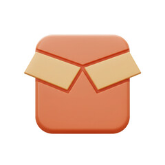 Poster - Conceptual 3D Render of an Orange Shipping Box Icon Symbolizing Delivery Distribution and Package Services with an Open Design