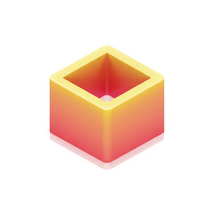 Poster - Isometric box with vibrant yellow-red gradient offers creative visual element for modern graphic design or 3D illustration projects