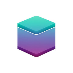 Poster - Geometric cube design featuring teal and violet gradient tones with a soft, layered effect creating a modern and elegant aesthetic representation