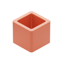 Poster - Geometric Harmony: A 3D Render of a Hollow Cube in Soft Terracotta Tone showcasing minimalistic design and captivating spatial representation