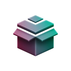 Poster - Contemporary gradient box design with floating elements in a clean 3D rendering offering a modern perspective for design solutions, 3D icon