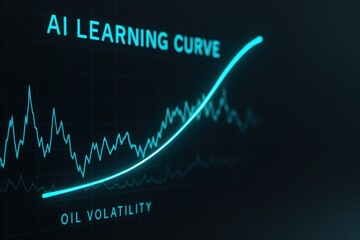 Poster - Dynamic AI Learning Curve Illustrating Oil Volatility and Market Trends with Data Visualization