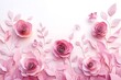 © Humayun - Papercut Roses with Leaves, 3D Rendered Floral Art, Soft Pink Palette, Elegant Design