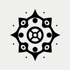 Poster - Black geometric flower mandala design floral ornament pattern decoration abstract art graphic element vector shape silhouette