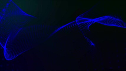 Poster - Futuristic Blue Dots And Lines Wave Flow Abstract Dynamic Digital Background. Beautiful Animation of Dynamic Motion Graphics. Technology Futuristic Digital Flow Seamless Looping.